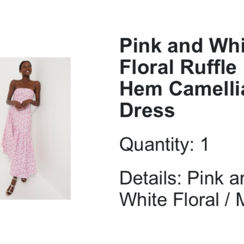 Pink and White Floral Ruffle Hem Dress